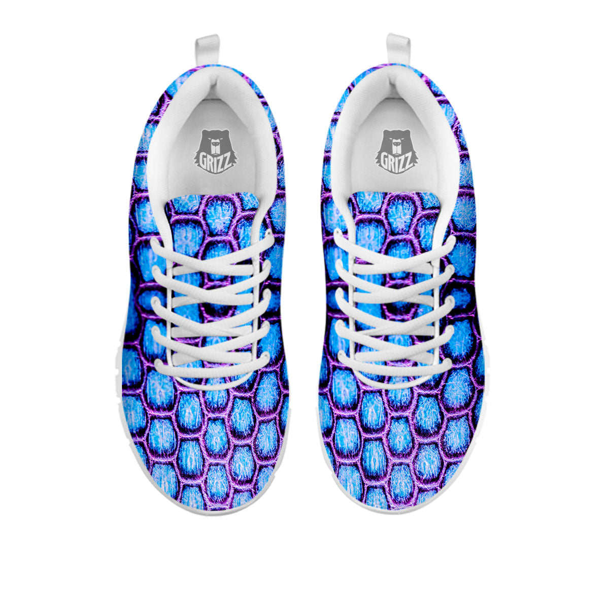 Snakeskin Blue And Purple Print Pattern White Sneaker-grizzshop