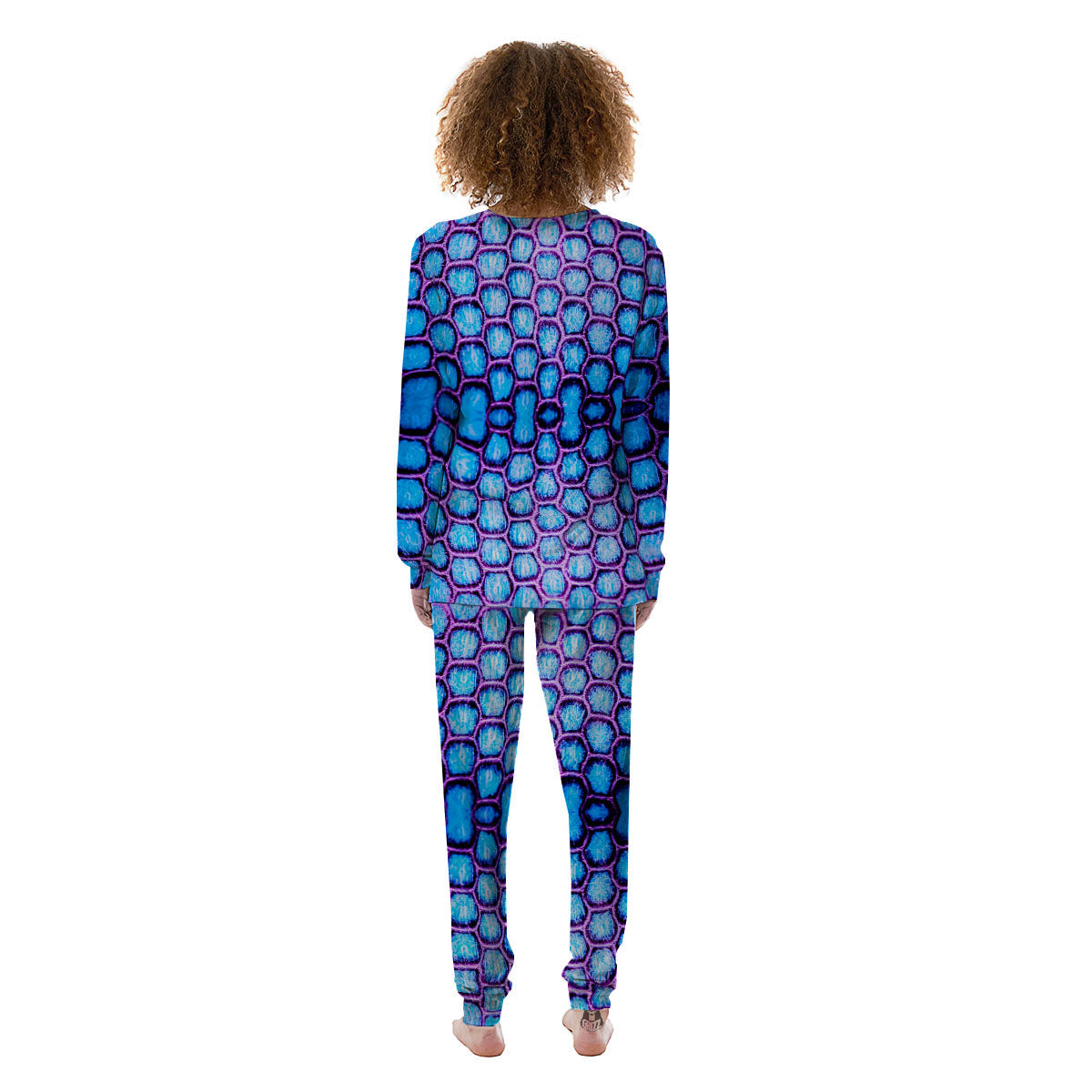 Snakeskin Blue And Purple Print Pattern Women's Pajamas-grizzshop