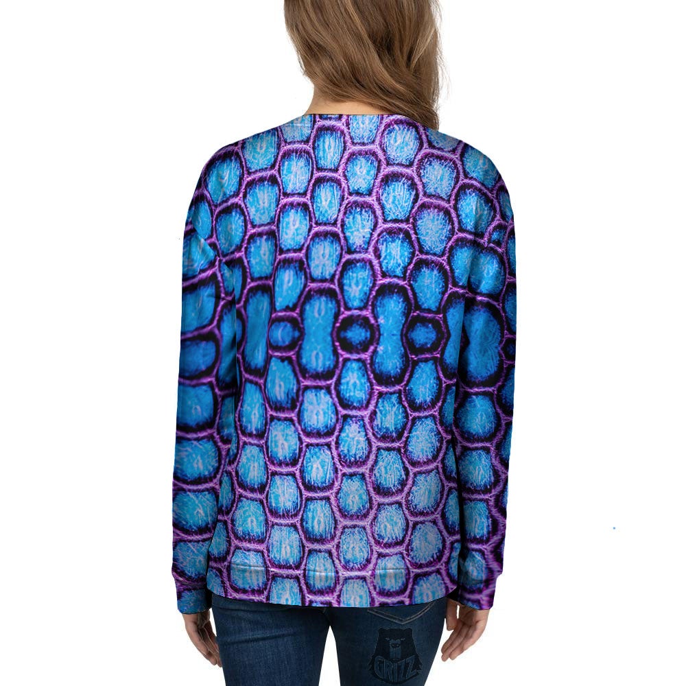 Snakeskin Blue And Purple Print Pattern Women's Sweatshirt-grizzshop