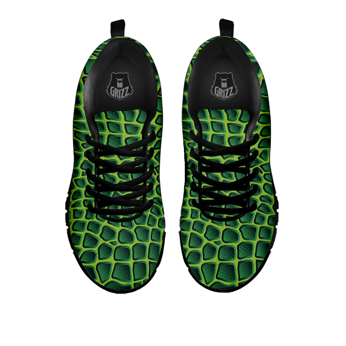 Snakeskin Green Print Black Sneaker-grizzshop