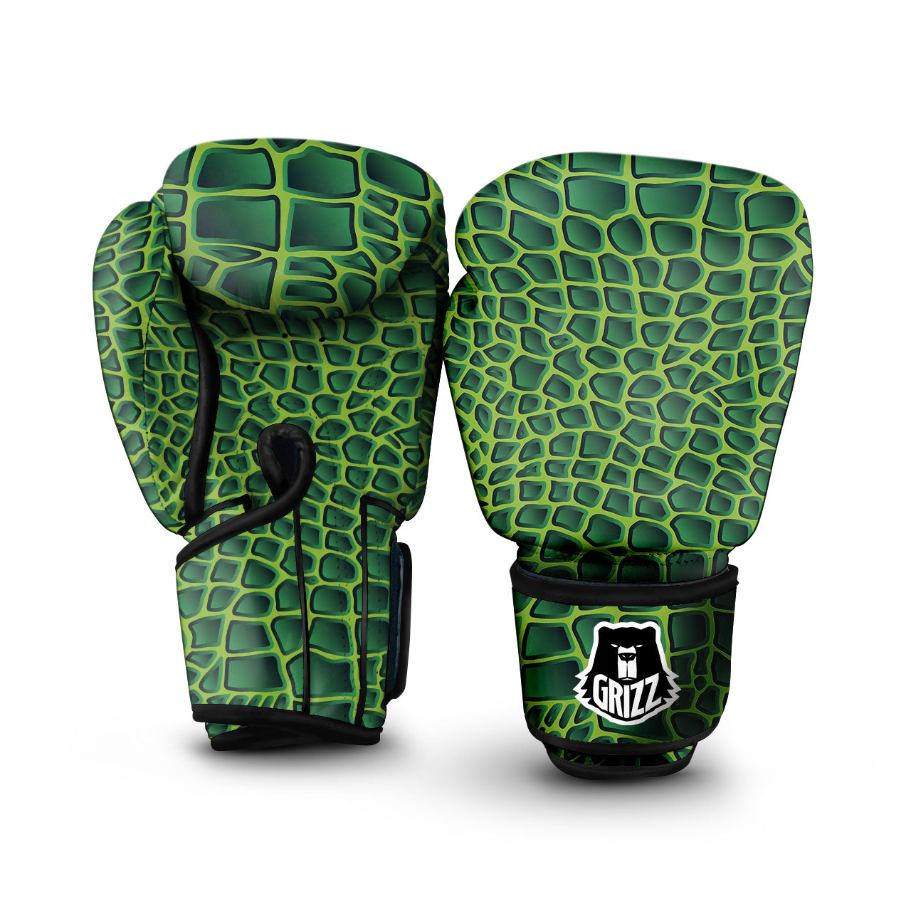 Snakeskin Green Print Boxing Gloves-grizzshop