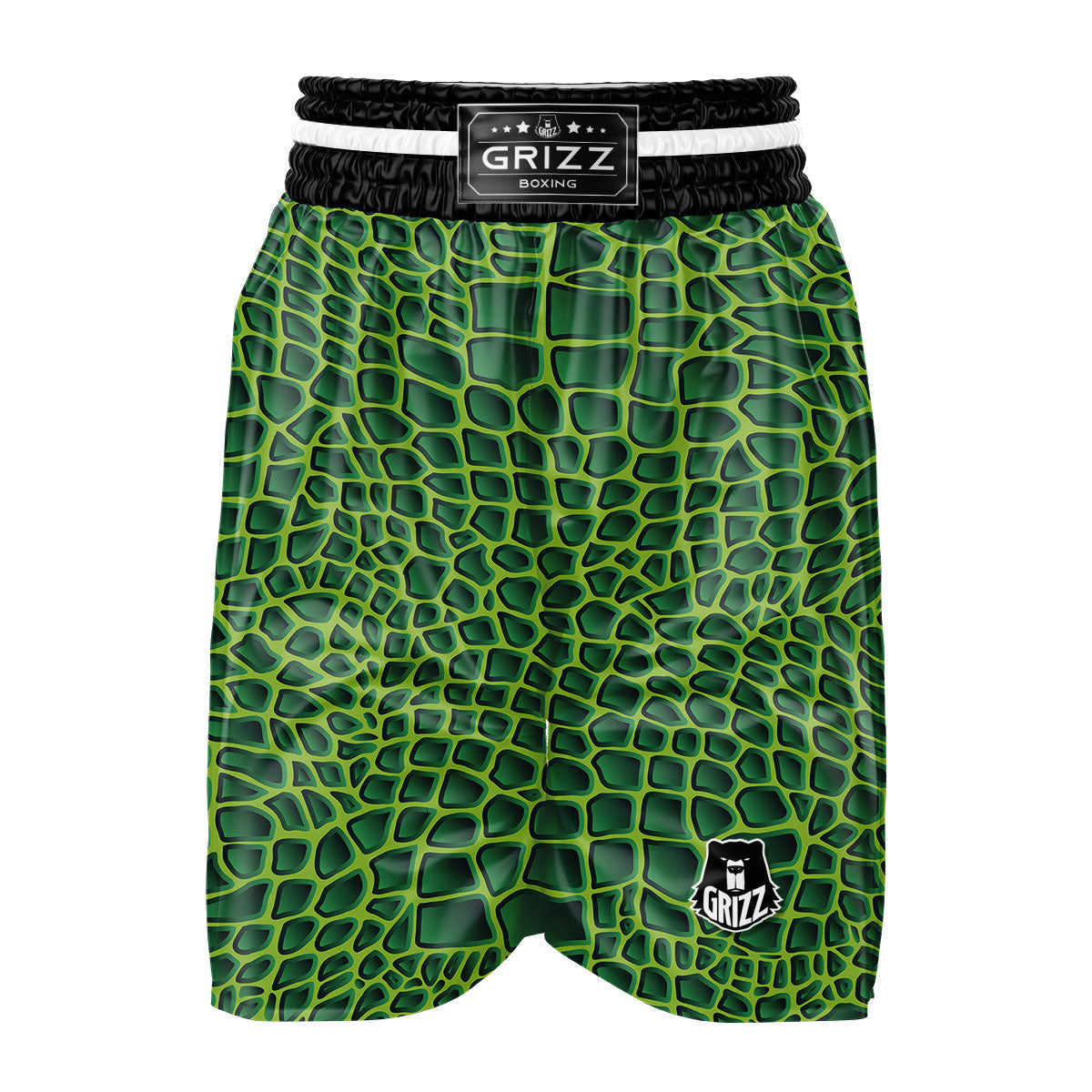 Snakeskin Green Print Boxing Shorts-grizzshop