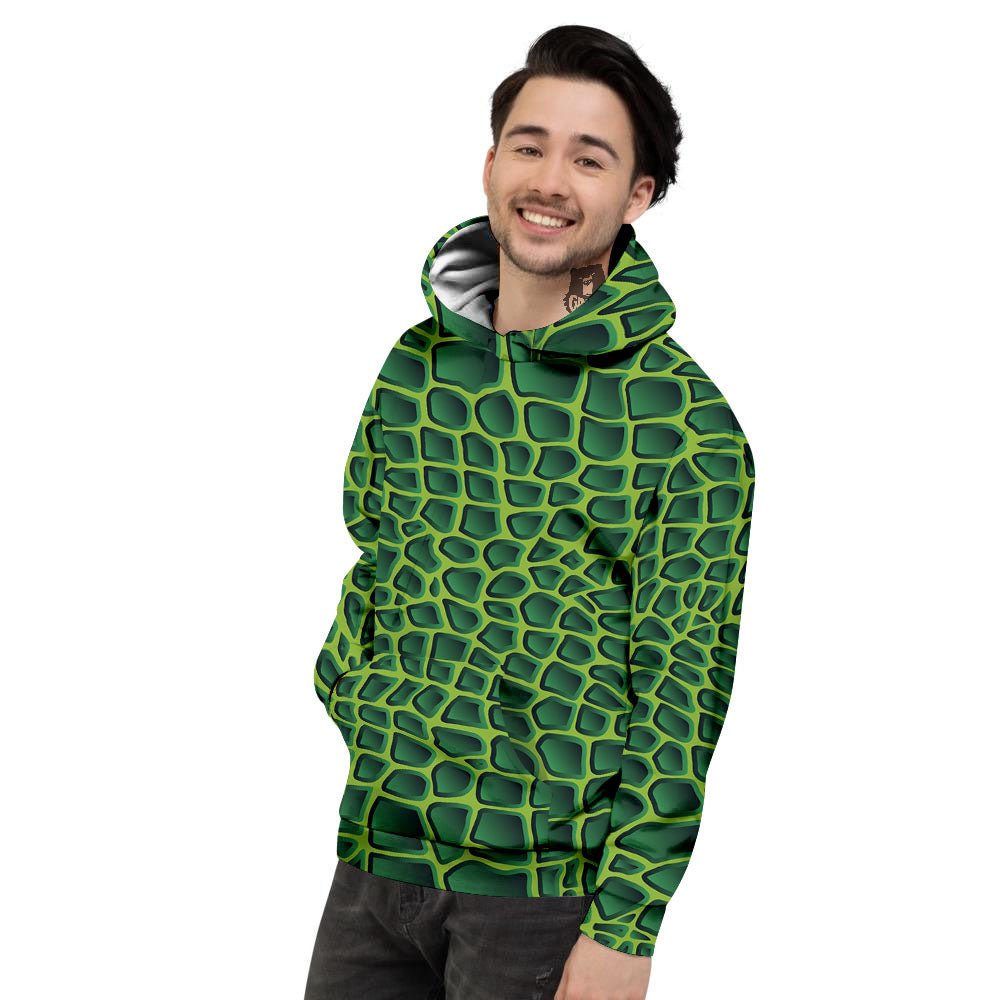Snakeskin Green Print Men's Hoodie-grizzshop