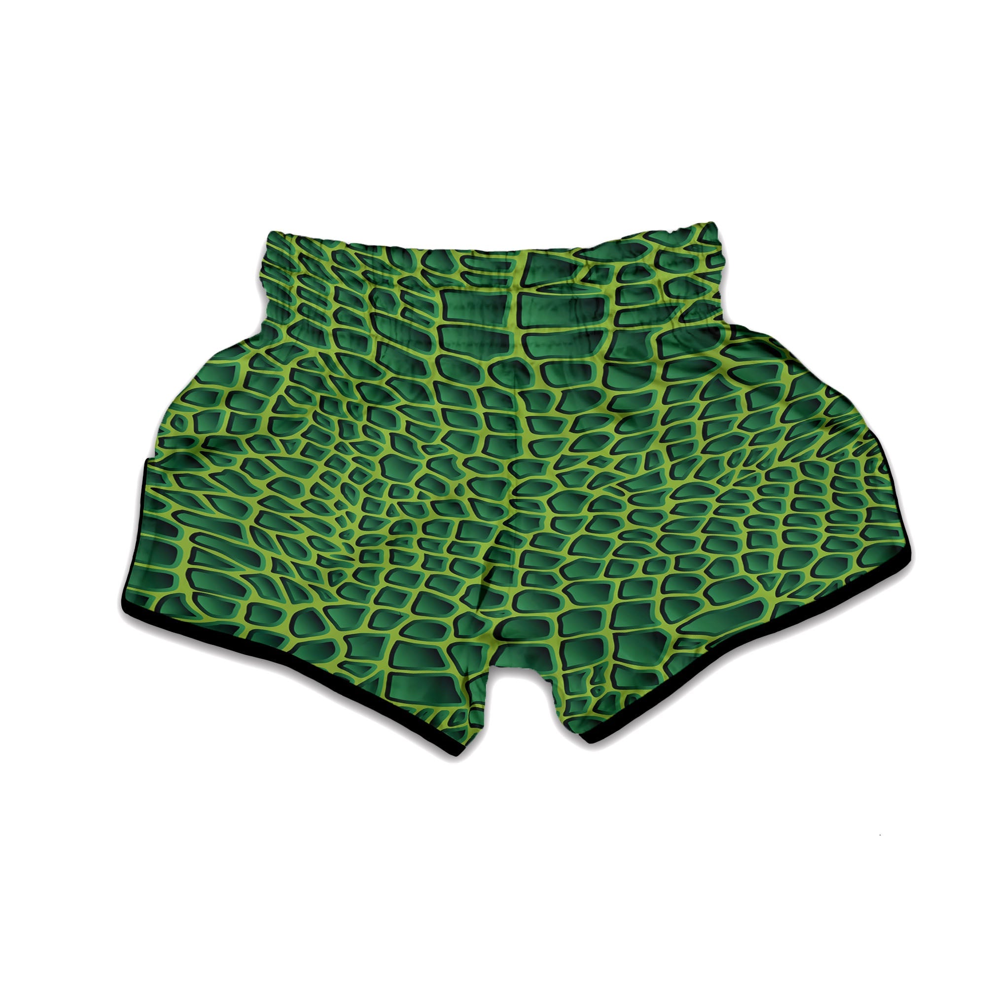 Snakeskin Green Print Muay Thai Boxing Shorts-grizzshop