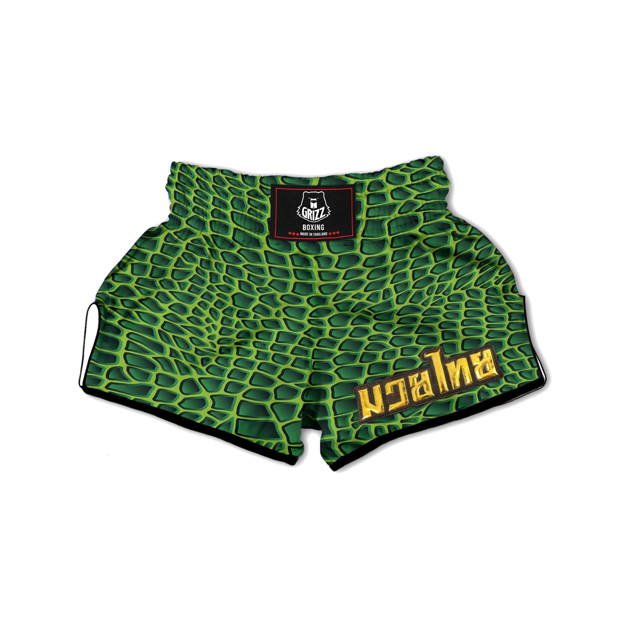 Snakeskin Green Print Muay Thai Boxing Shorts-grizzshop