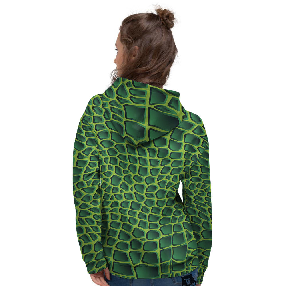 Snakeskin Green Print Women's Hoodie-grizzshop