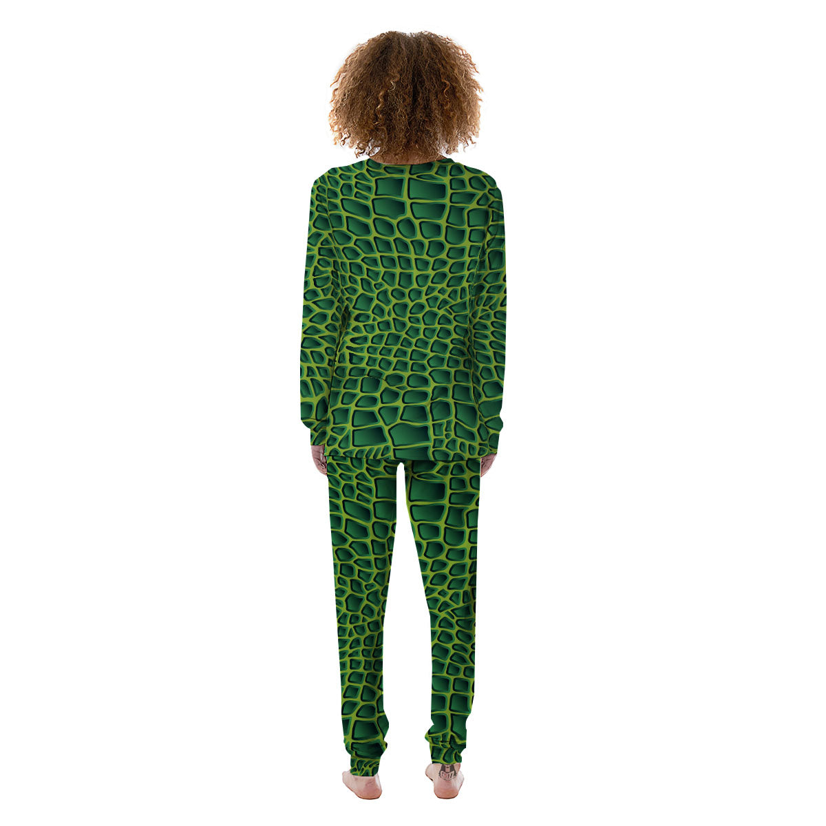 Snakeskin Green Print Women's Pajamas-grizzshop