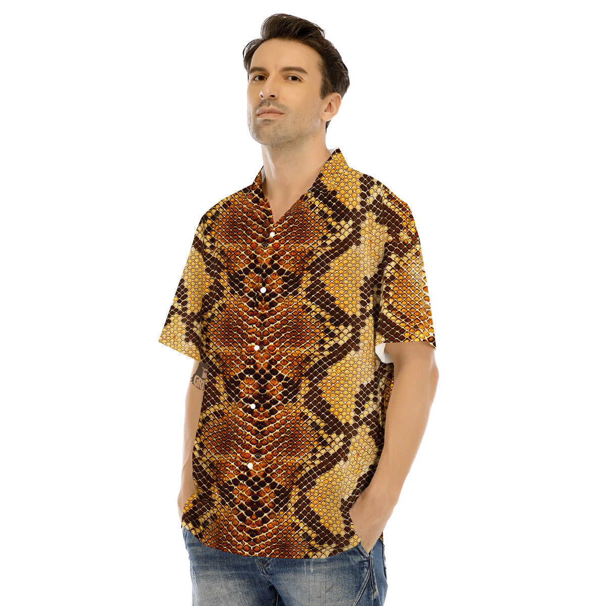 Snakeskin Leathers Print Men's Hawaiian Shirt-grizzshop