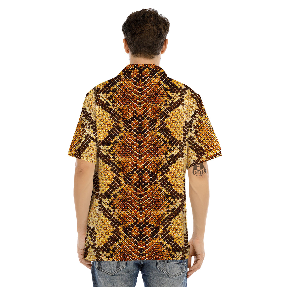 Snakeskin Leathers Print Men's Hawaiian Shirt-grizzshop