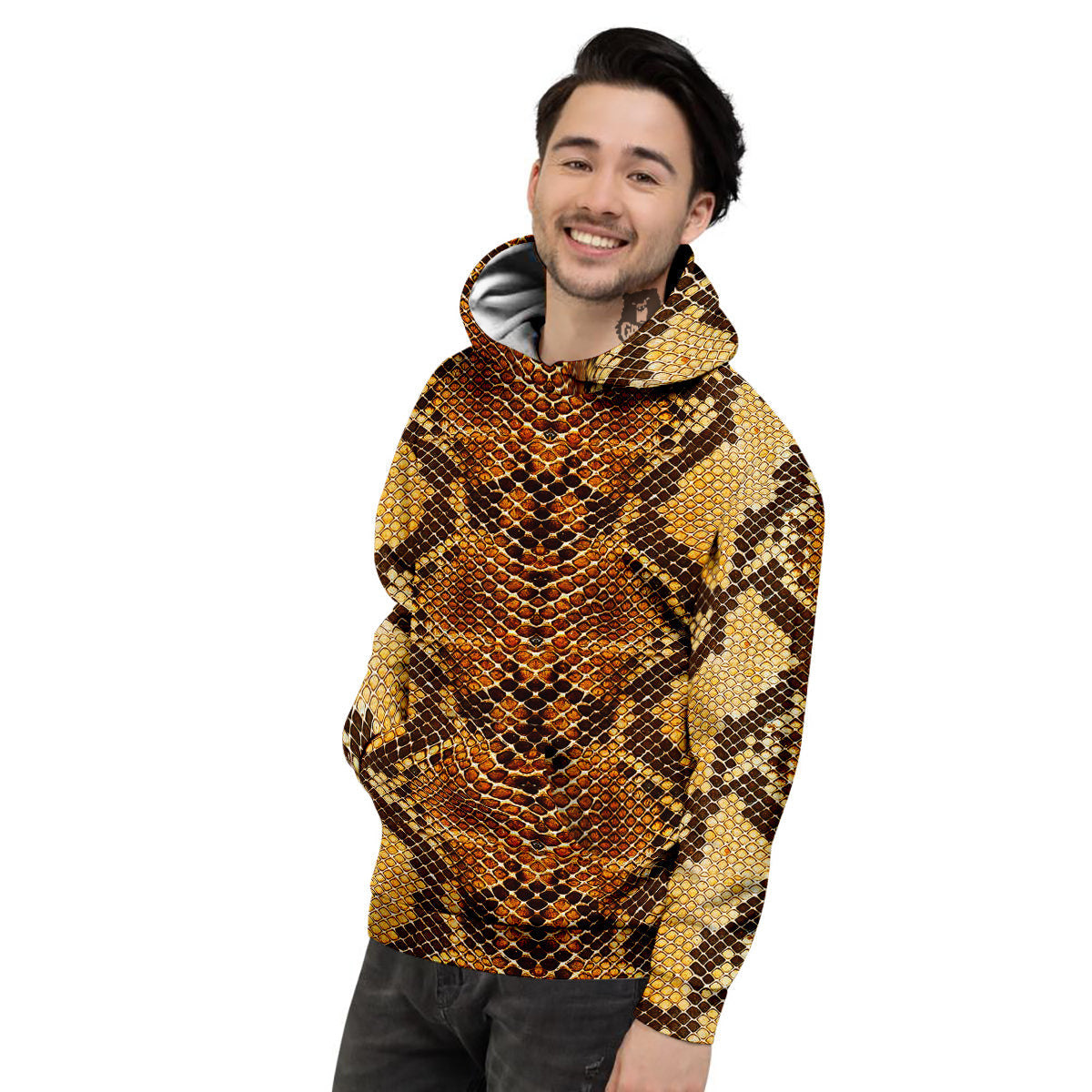 Snakeskin Leathers Print Men's Hoodie-grizzshop