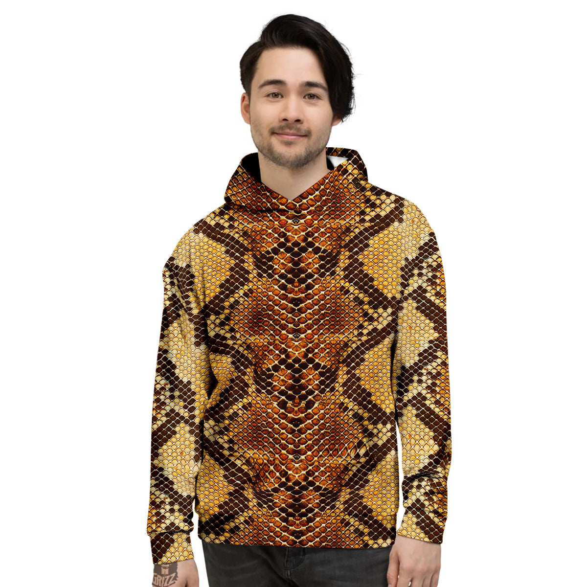 Snakeskin Leathers Print Men's Hoodie-grizzshop