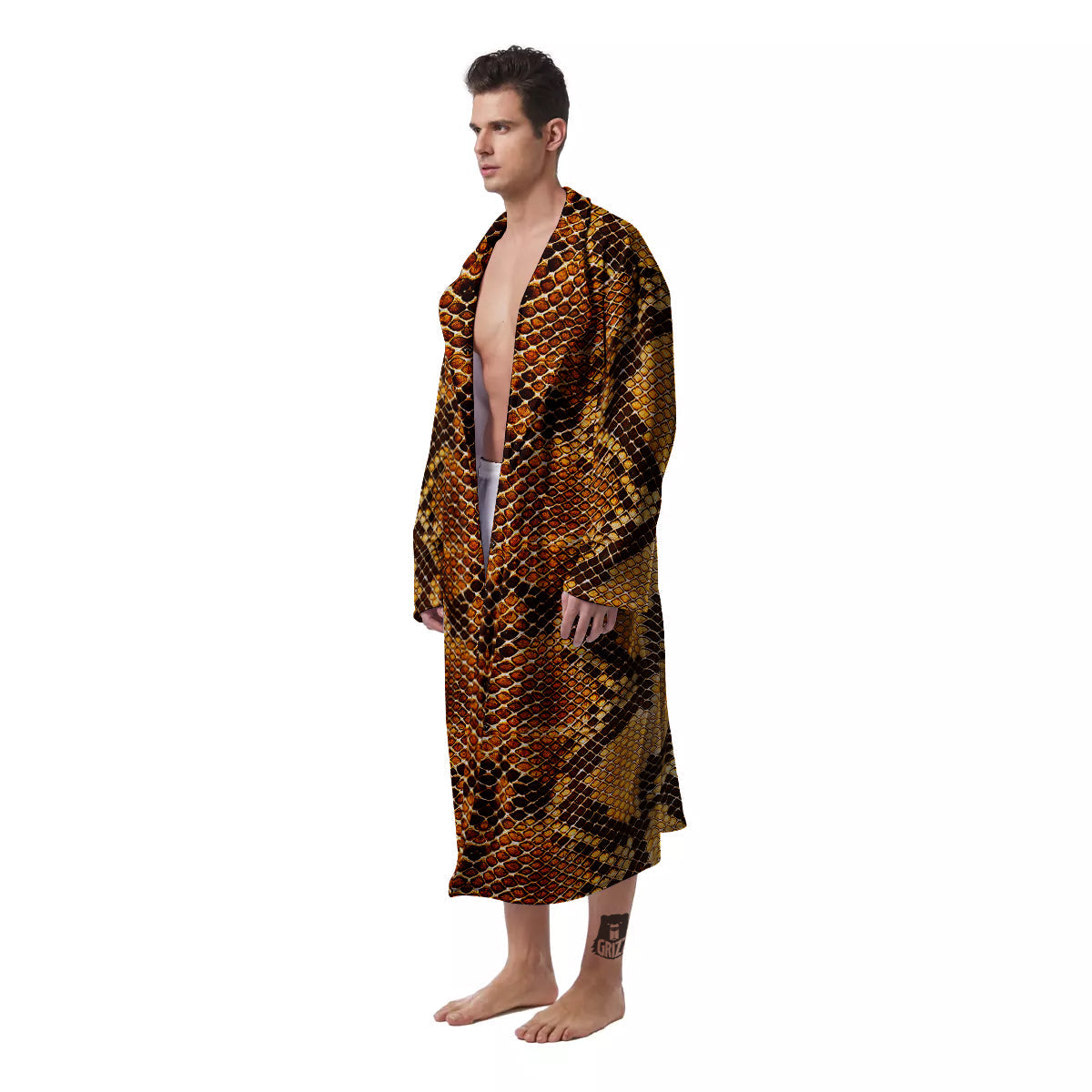 Snakeskin Leathers Print Men's Robe-grizzshop