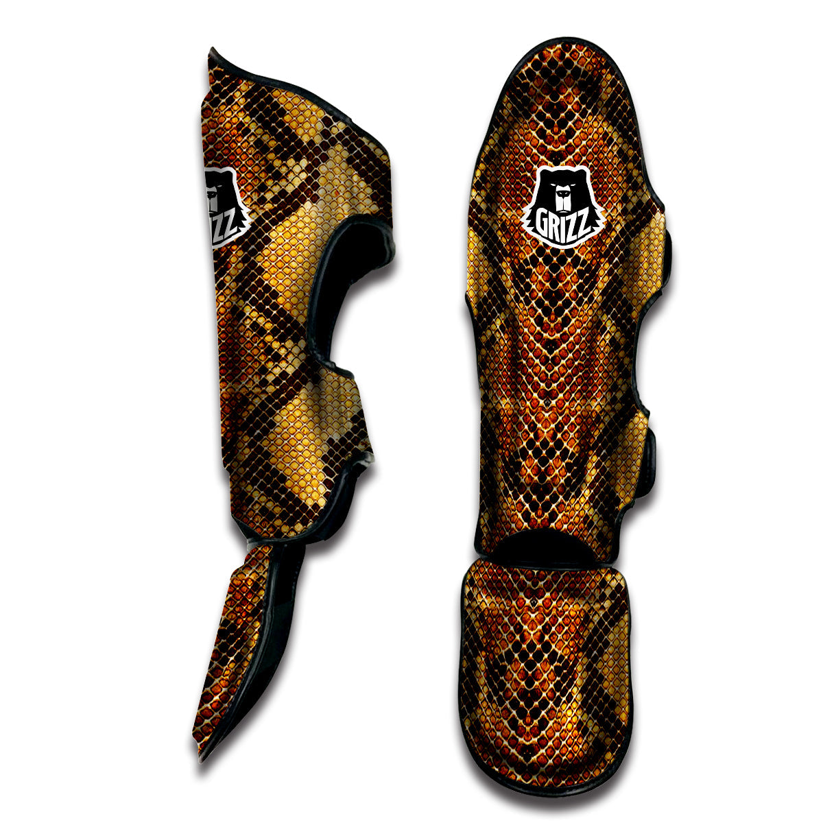 Snakeskin Leathers Print Muay Thai Shin Guards-grizzshop