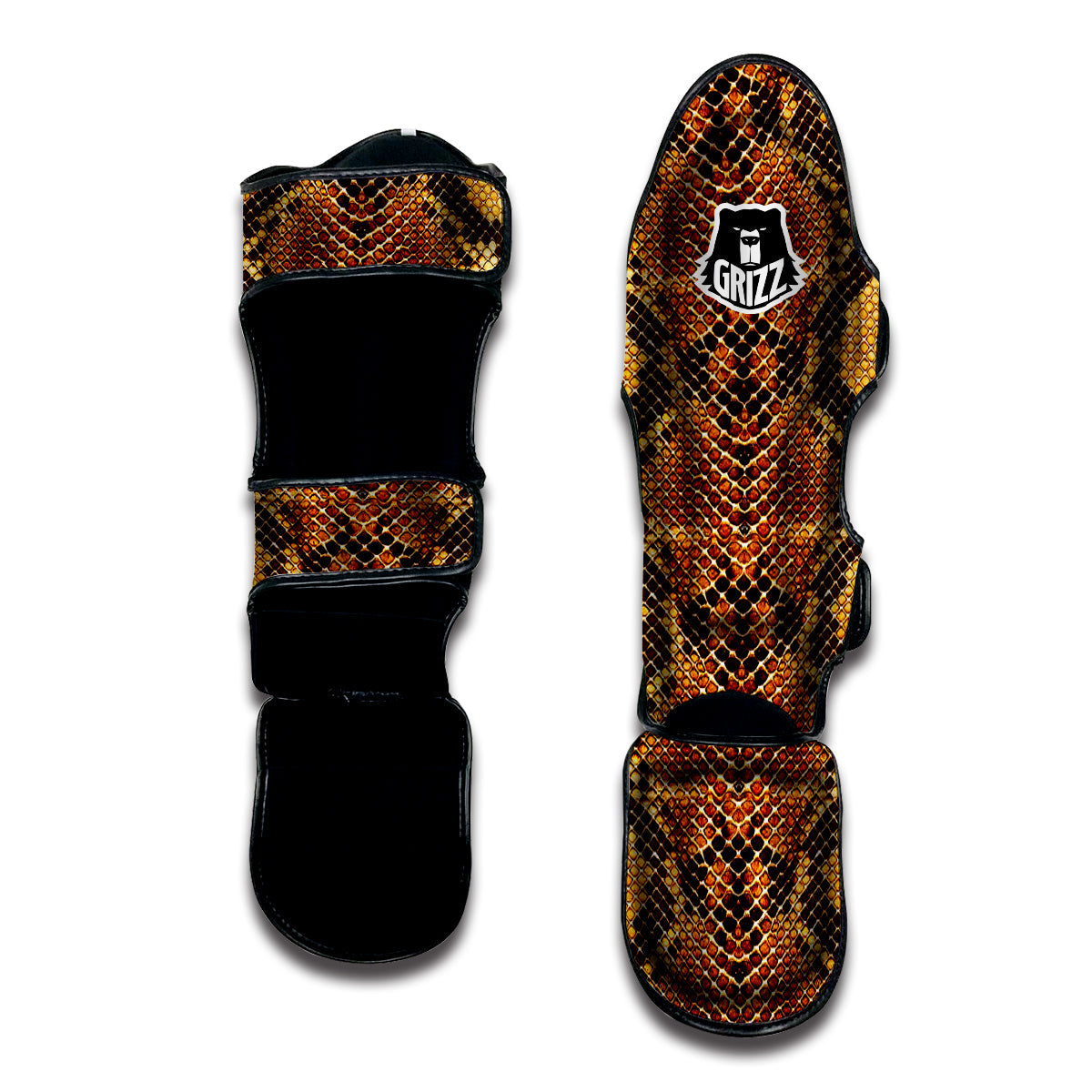Snakeskin Leathers Print Muay Thai Shin Guards-grizzshop