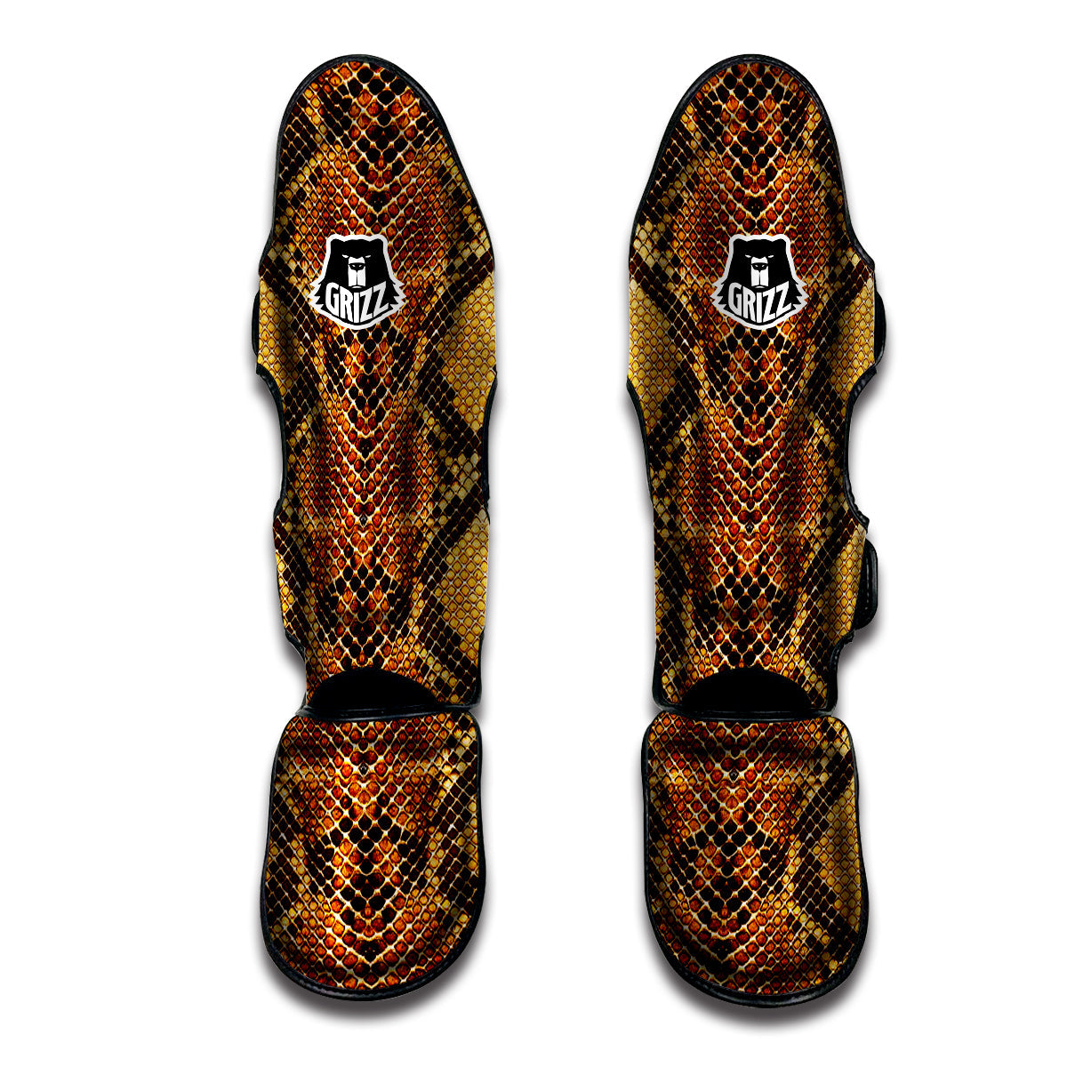 Snakeskin Leathers Print Muay Thai Shin Guards-grizzshop