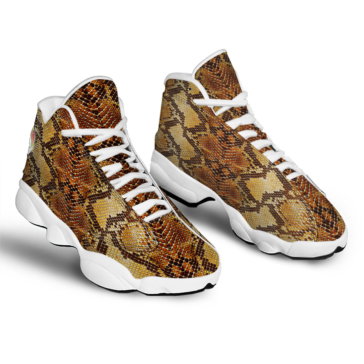 Snakeskin Leathers Print White Basketball Shoes-grizzshop