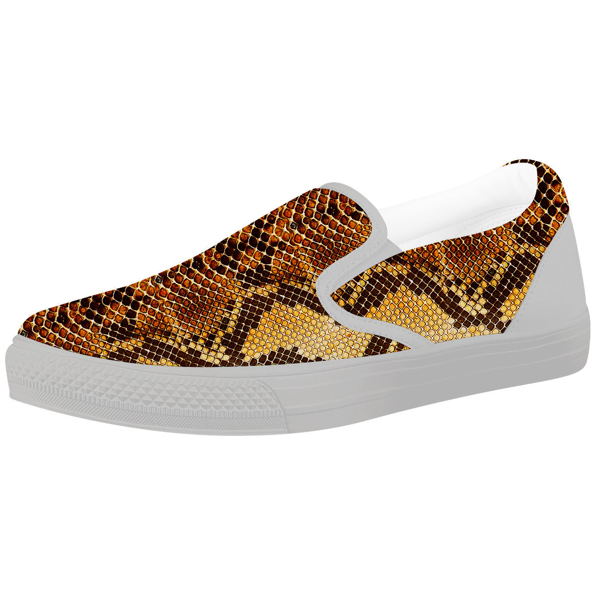 Snakeskin Leathers Print White Slip On Shoes-grizzshop