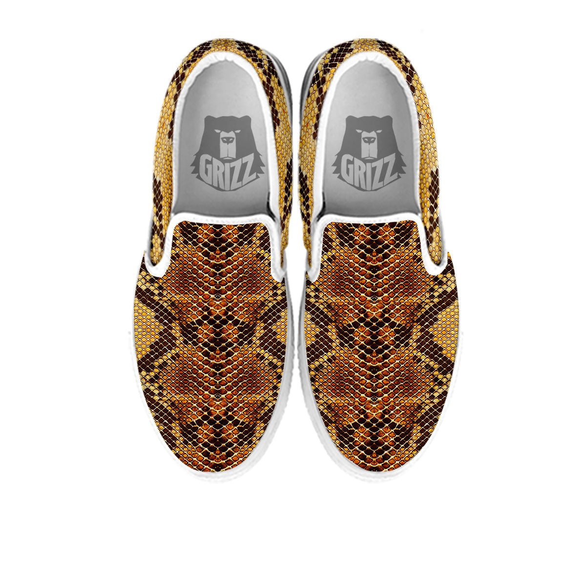 Snakeskin Leathers Print White Slip On Shoes-grizzshop