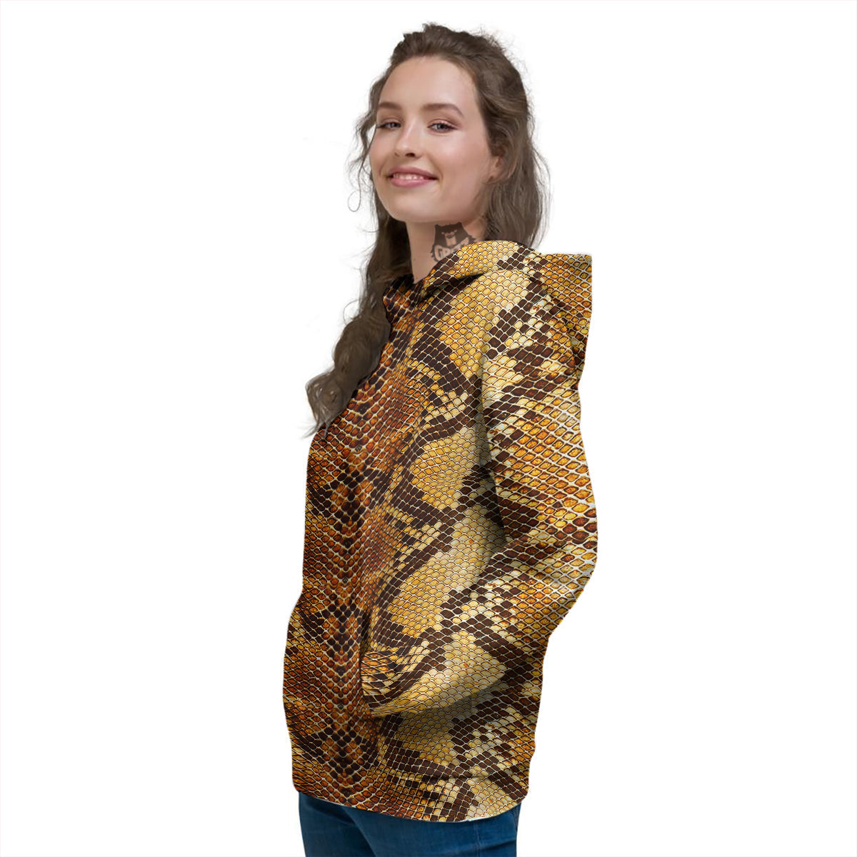 Snakeskin Leathers Print Women's Hoodie-grizzshop