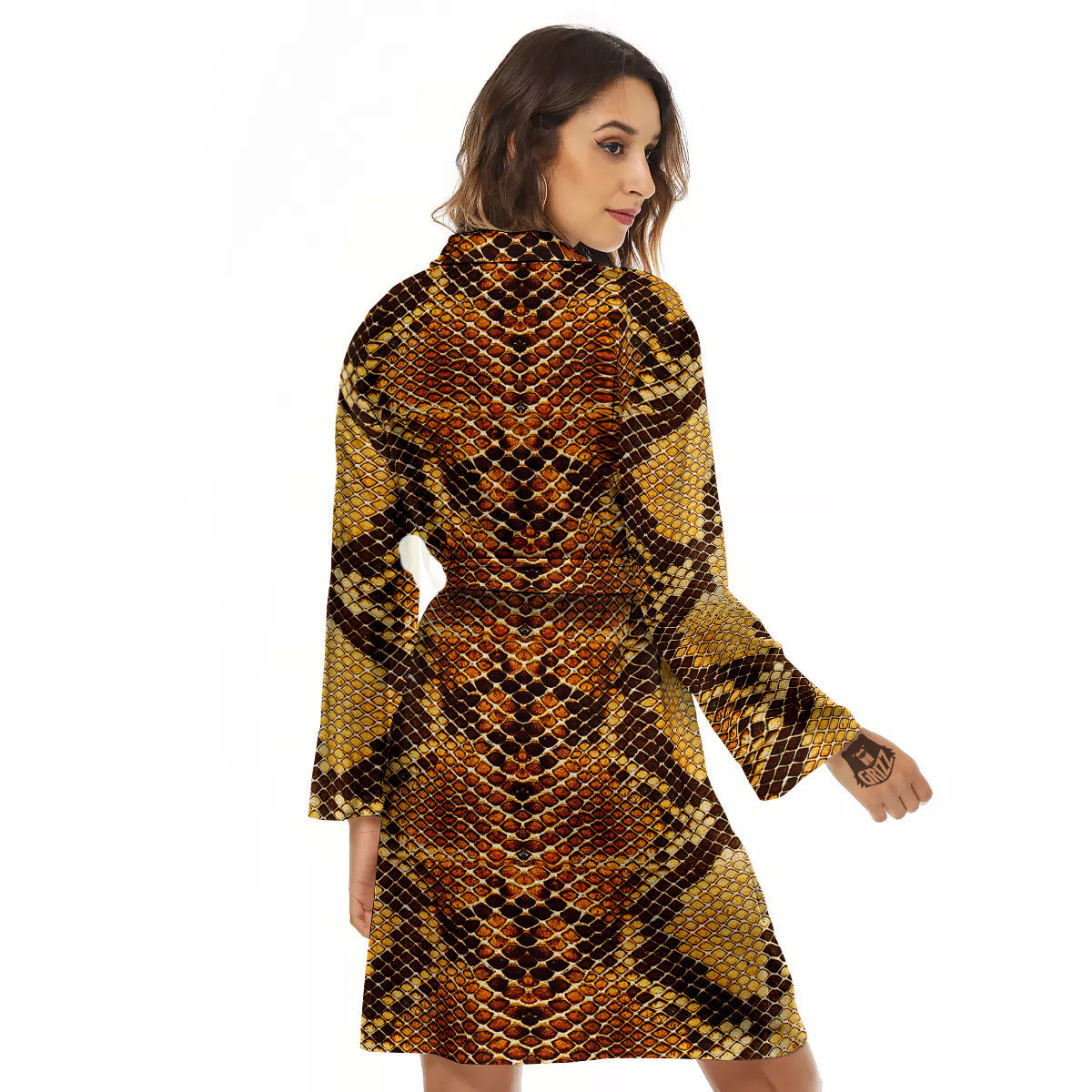 Snakeskin Leathers Print Women's Robe-grizzshop