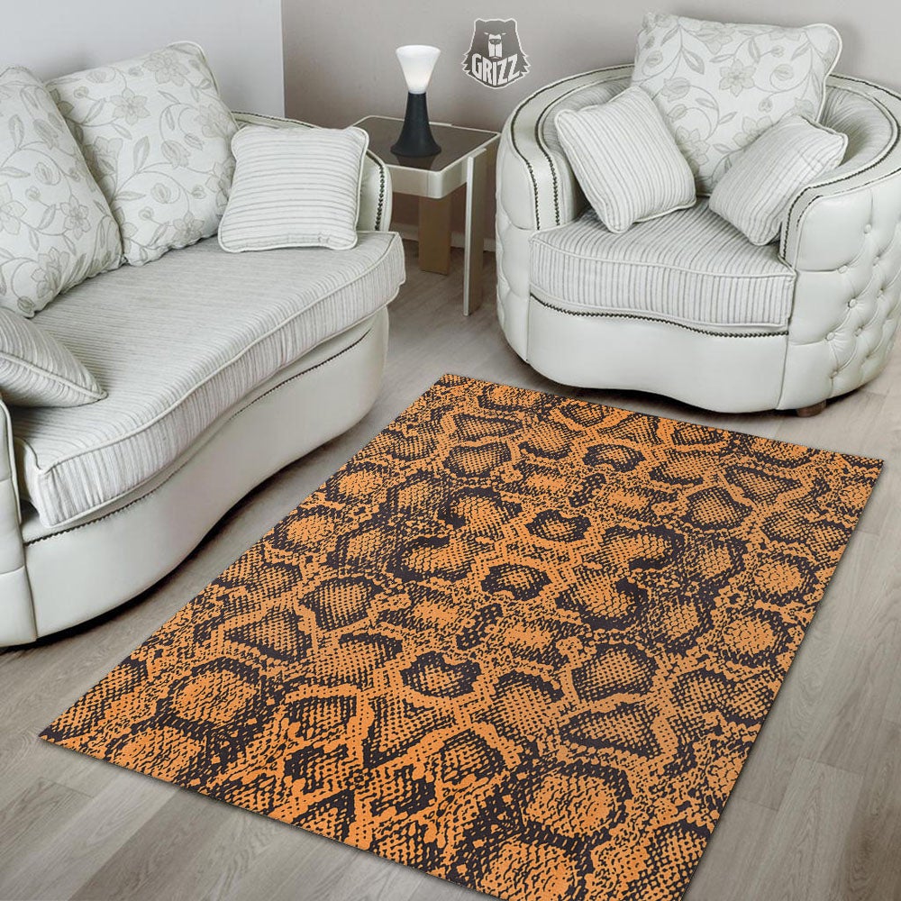 Snakeskin Orange Print Pattern Floor Mat-grizzshop