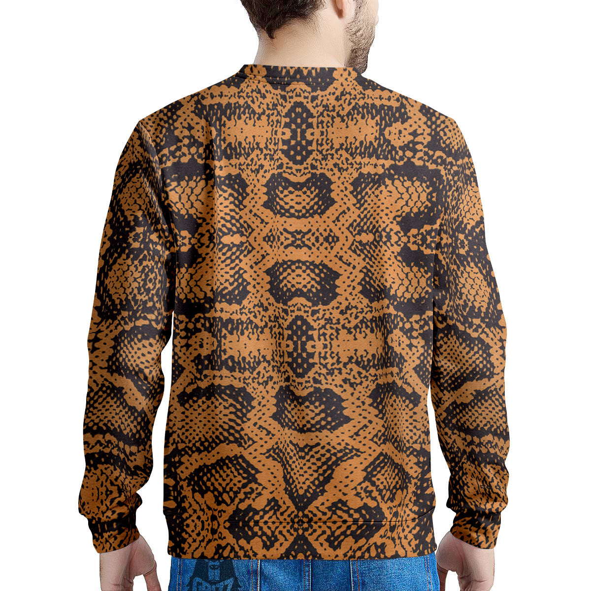Snakeskin Orange Print Pattern Men's Sweatshirt-grizzshop