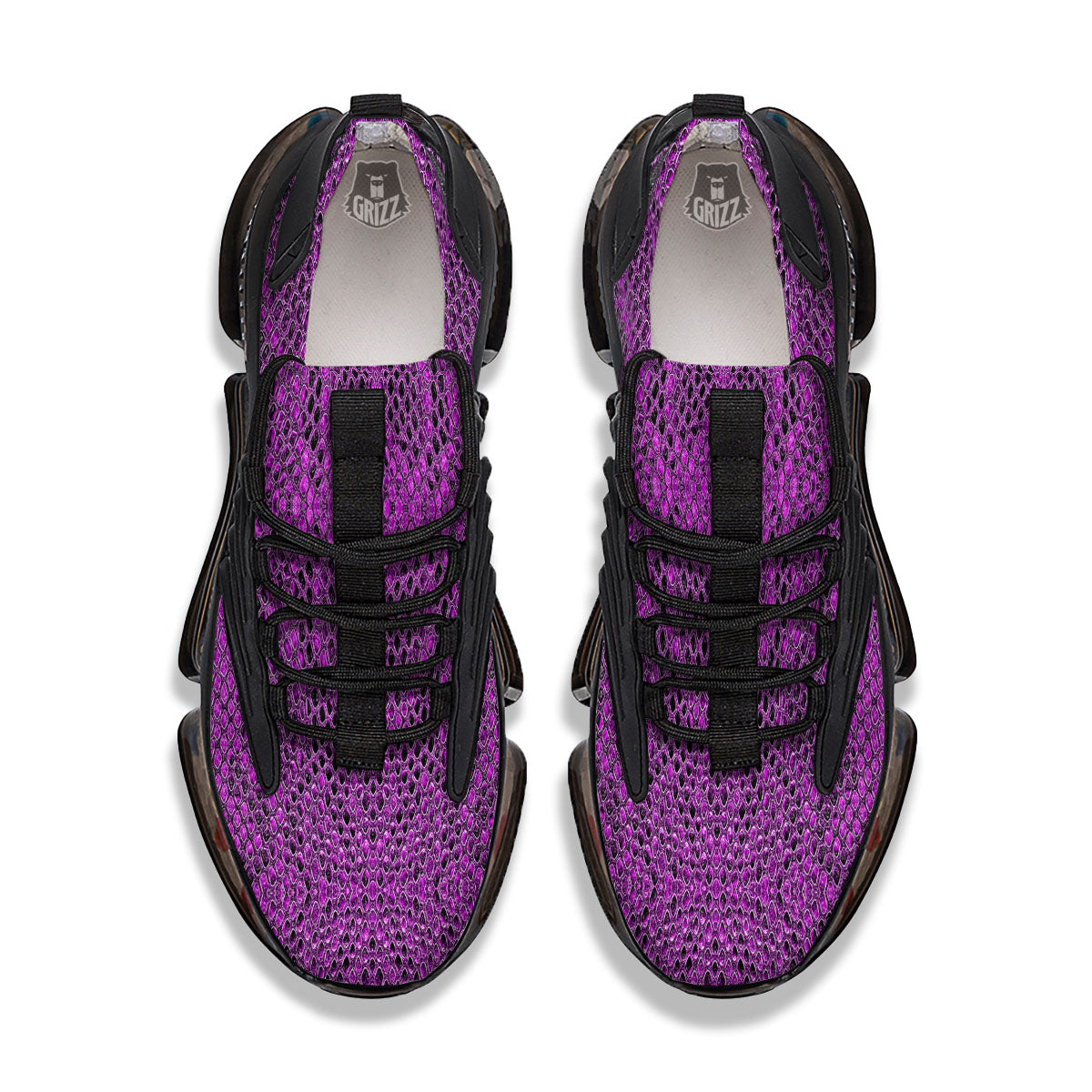 Snakeskin Purple Print Pattern Black Gym Shoes-grizzshop