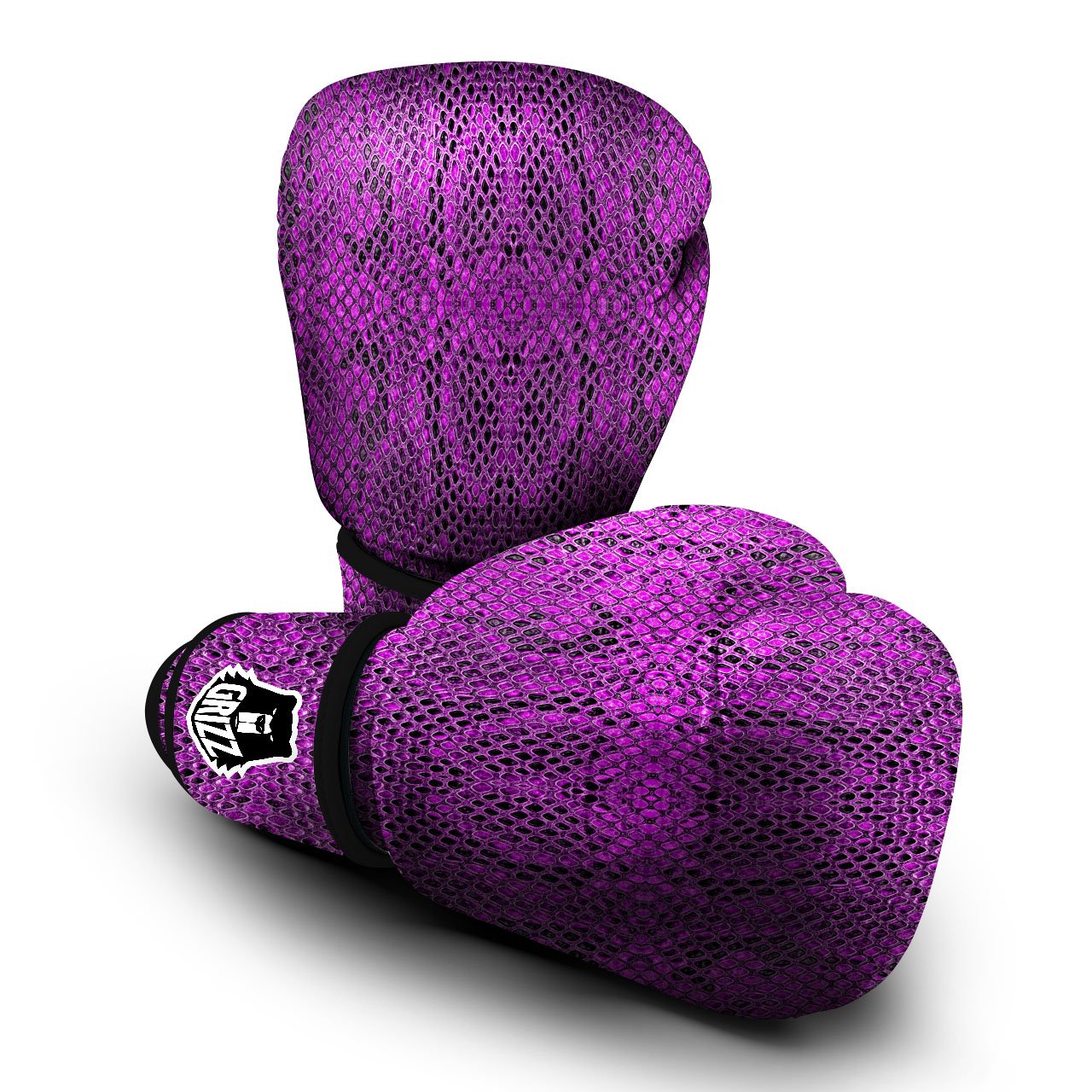 Snakeskin Purple Print Pattern Boxing Gloves-grizzshop