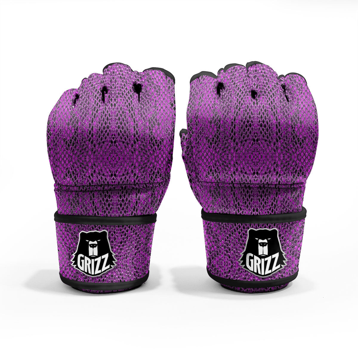 Snakeskin Purple Print Pattern MMA Gloves-grizzshop