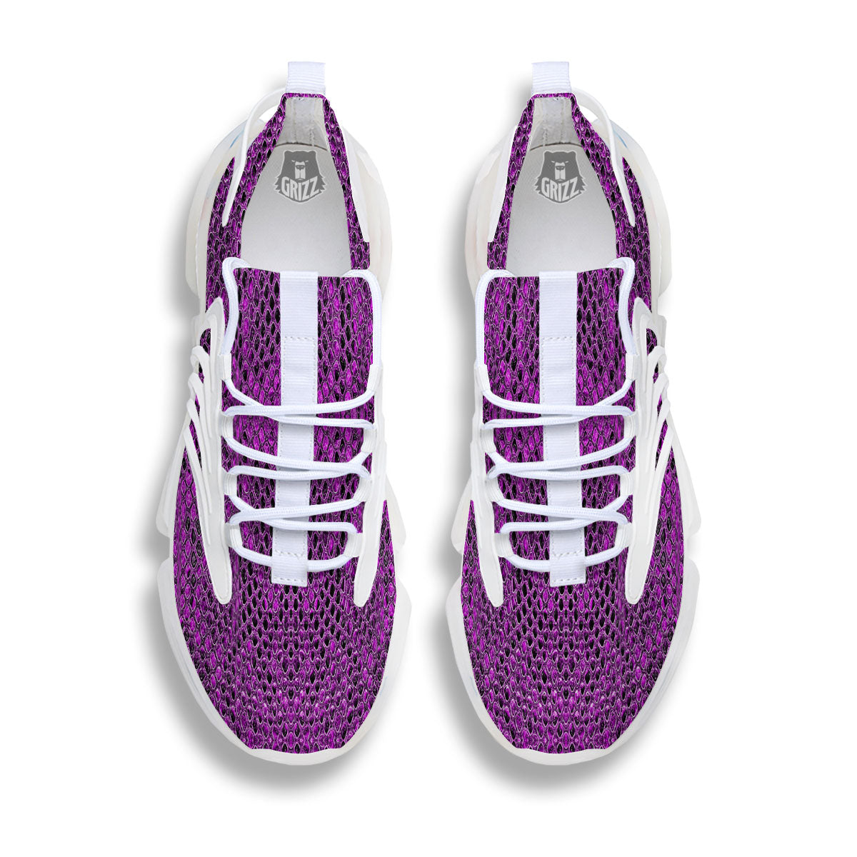 Snakeskin Purple Print Pattern White Gym Shoes-grizzshop