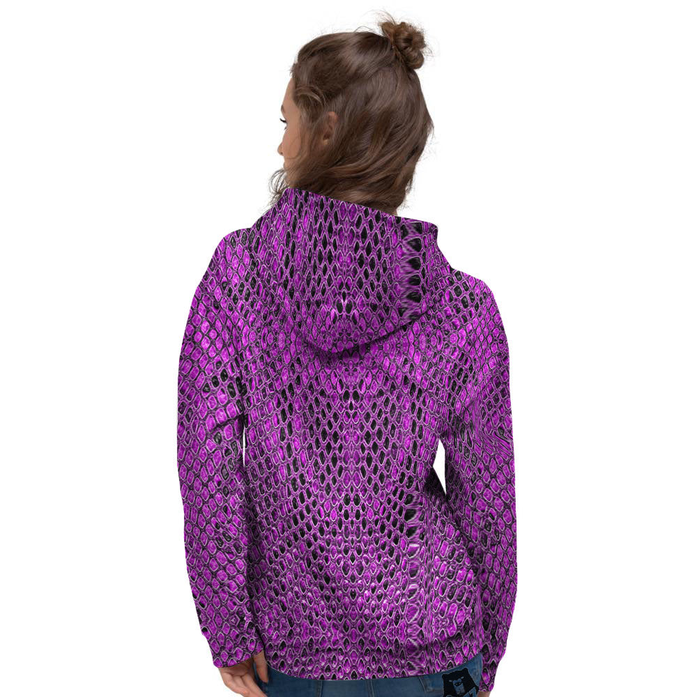 Snakeskin Purple Print Pattern Women's Hoodie-grizzshop
