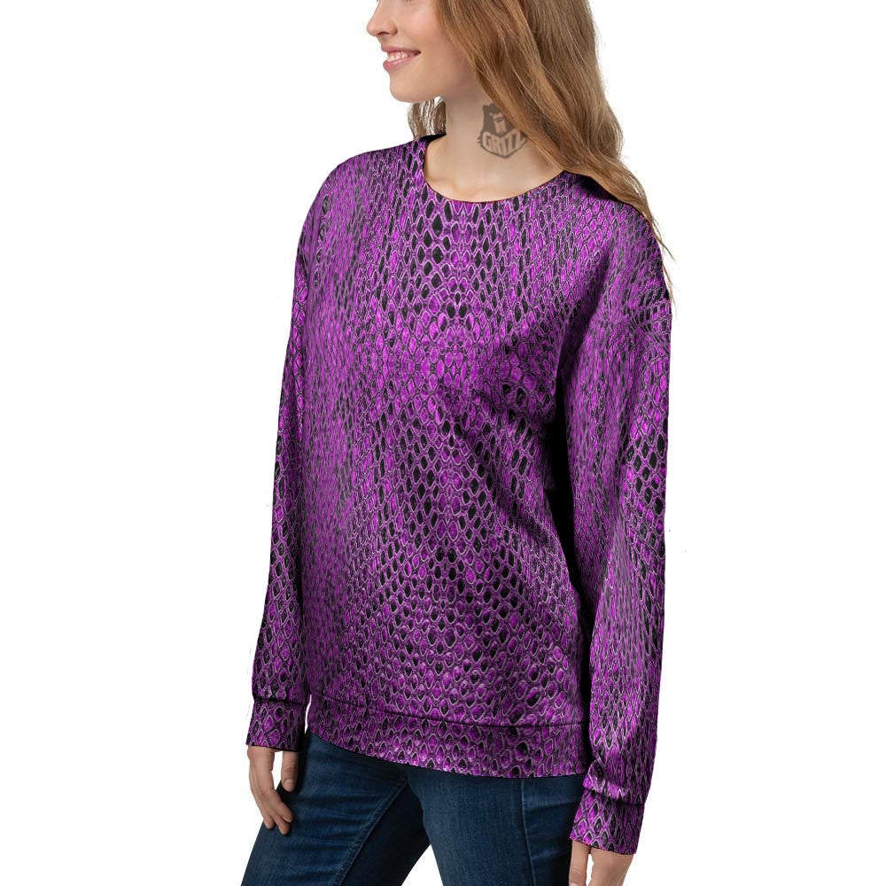 Snakeskin Purple Print Pattern Women's Sweatshirt-grizzshop