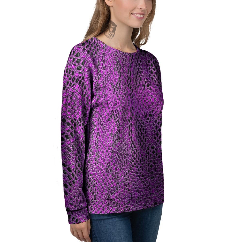 Snakeskin Purple Print Pattern Women's Sweatshirt-grizzshop