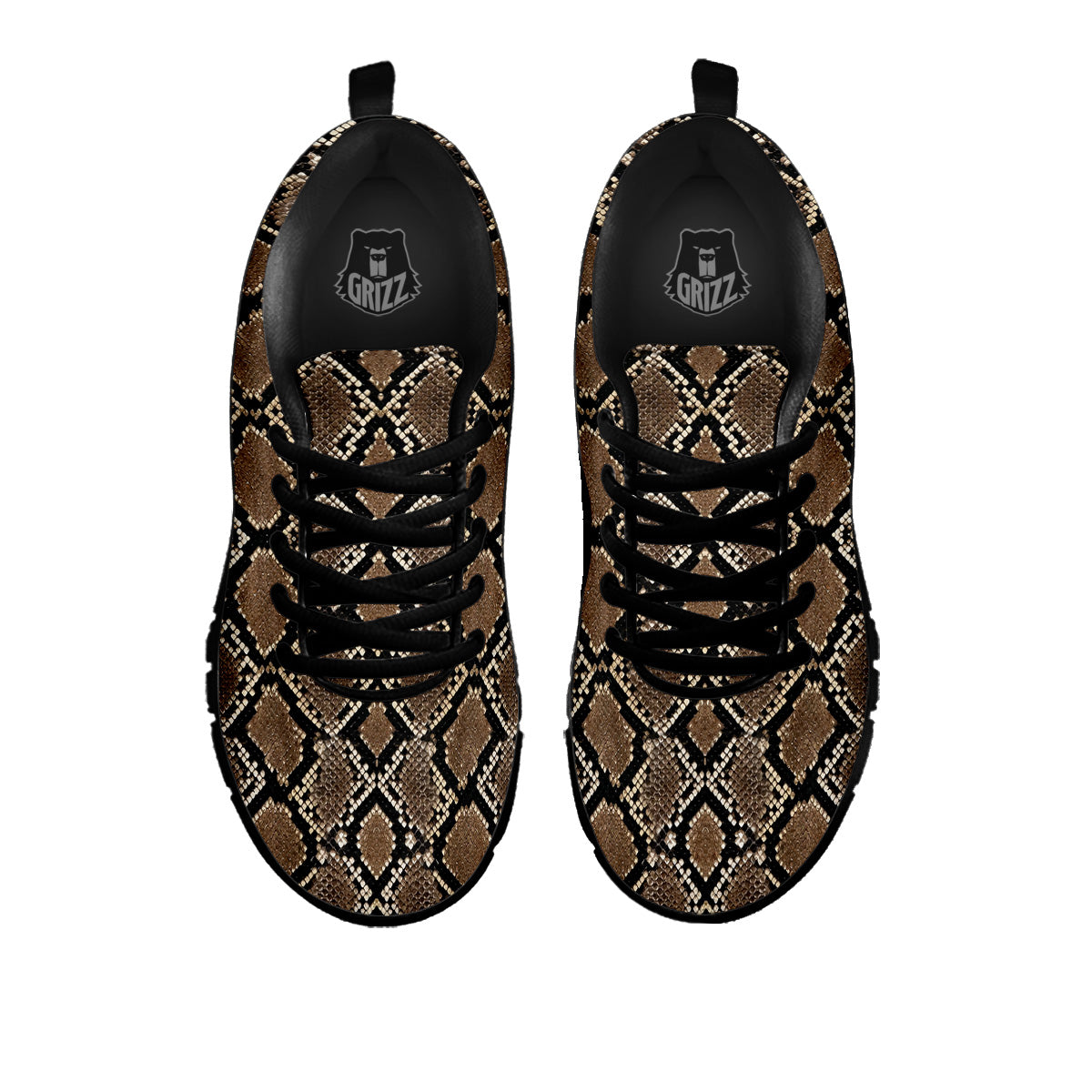 Snakeskin Python Brown Print Black Sneaker-grizzshop