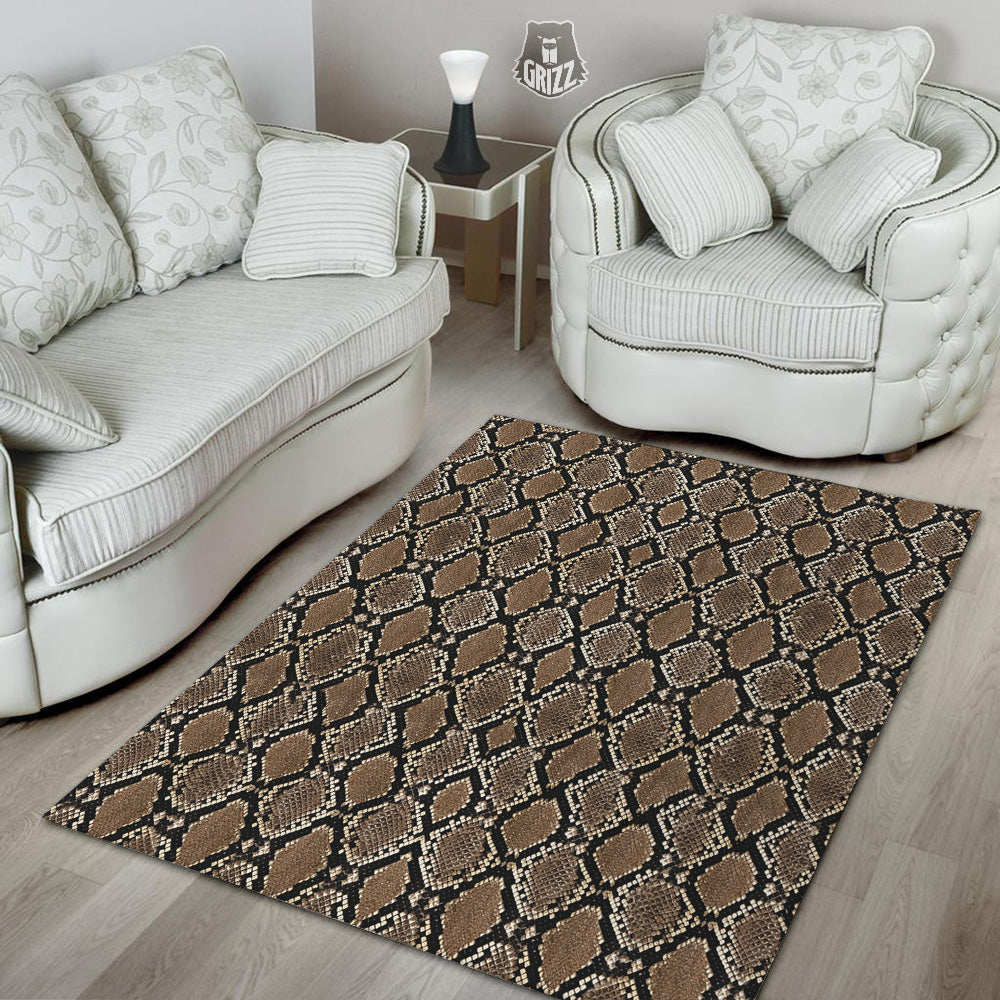 Snakeskin Python Brown Print Floor Mat-grizzshop