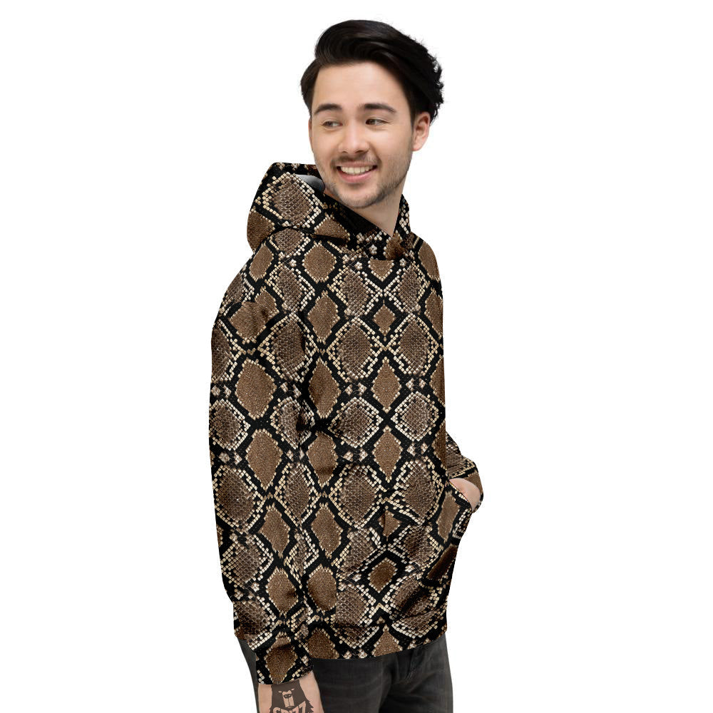 Snakeskin Python Brown Print Men's Hoodie-grizzshop