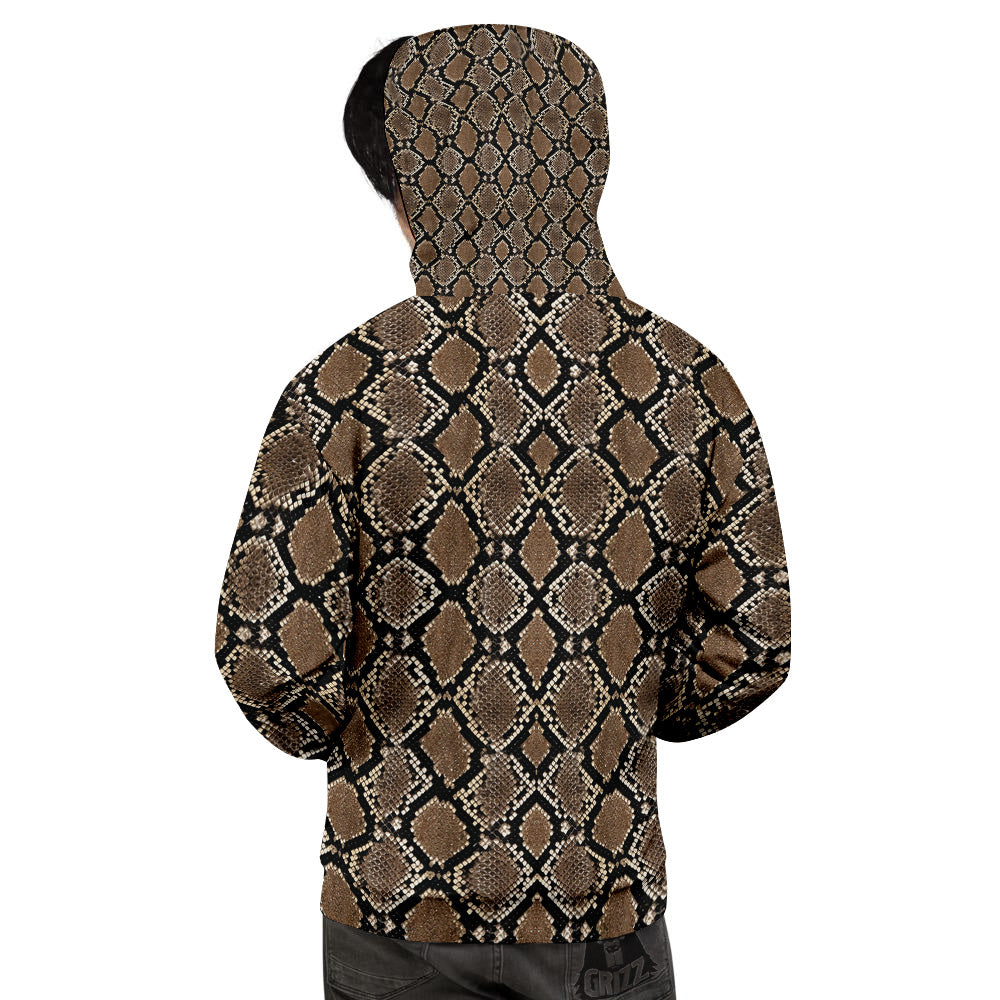 Snakeskin Python Brown Print Men's Hoodie-grizzshop