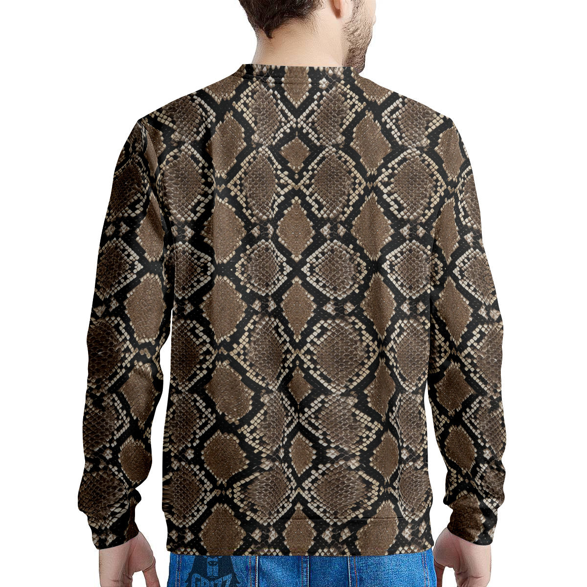 Snakeskin Python Brown Print Men's Sweatshirt-grizzshop
