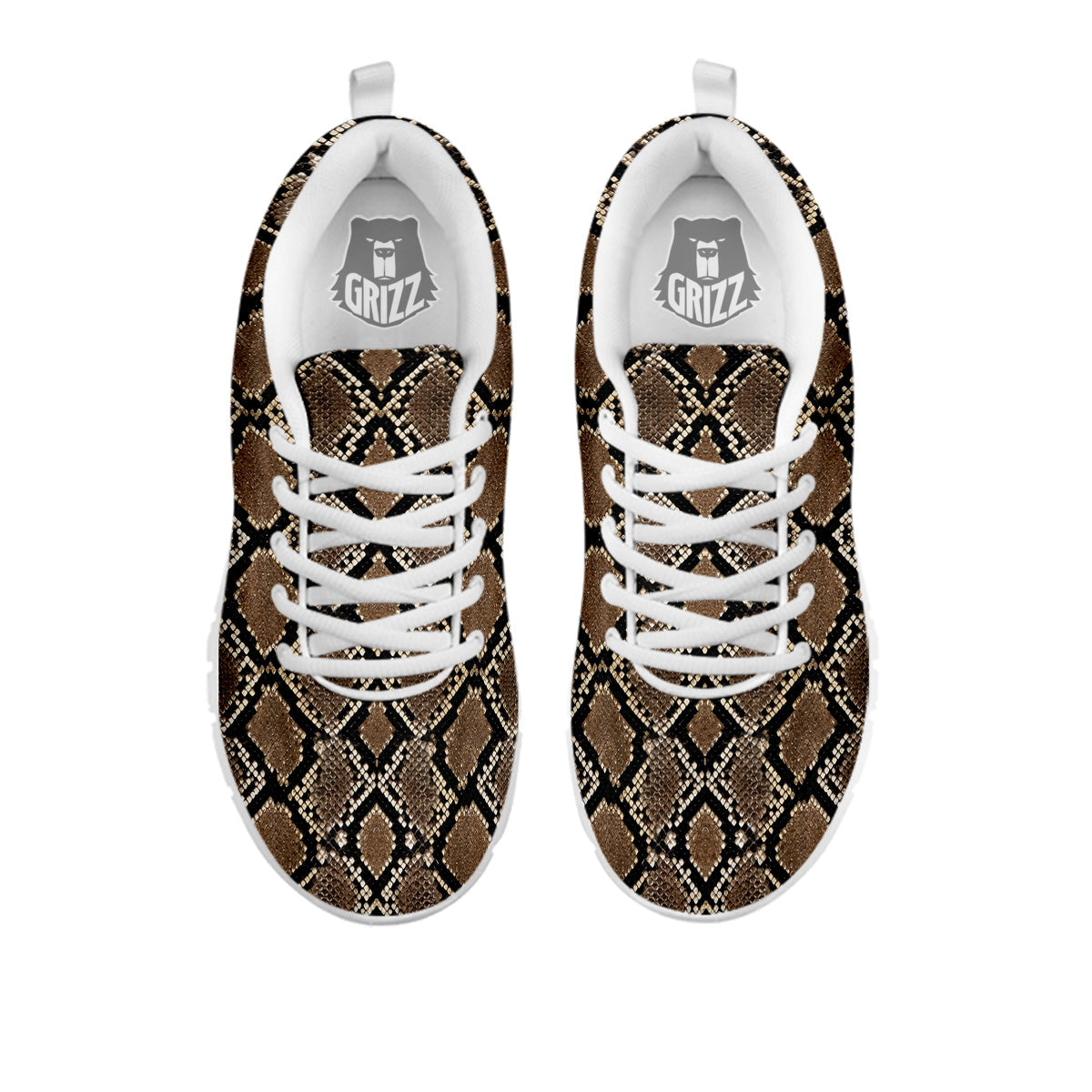 Snakeskin Python Brown Print White Sneaker-grizzshop