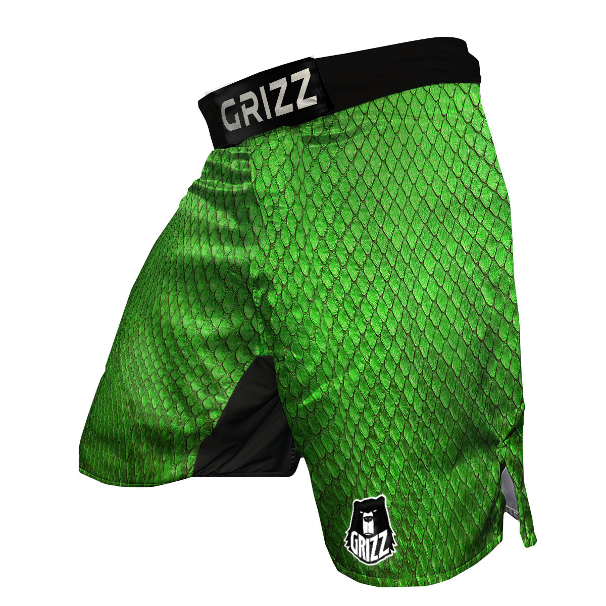 Snakeskin Python Green Print MMA Shorts-grizzshop