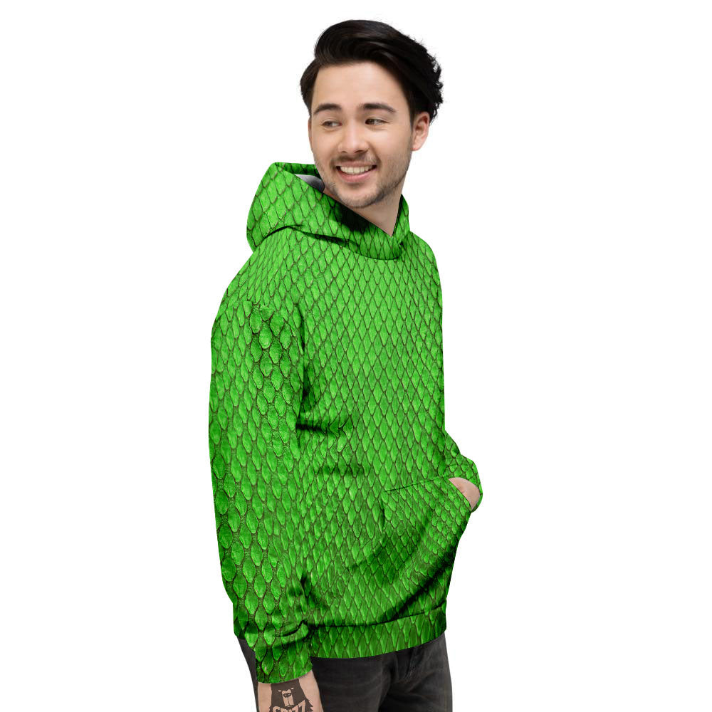 Snakeskin Python Green Print Men's Hoodie-grizzshop