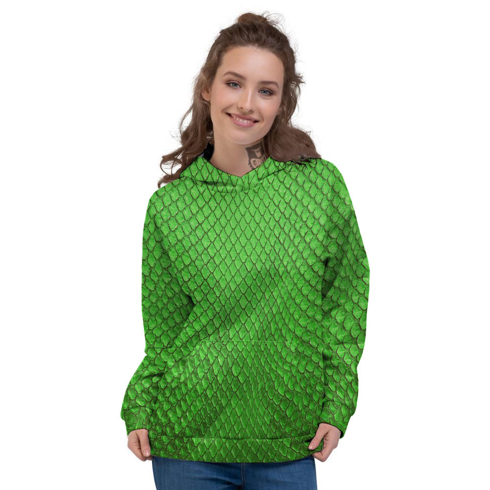 Snakeskin Python Green Print Women's Hoodie-grizzshop