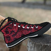 Snakeskin Python Red Print Black High Top Shoes-grizzshop