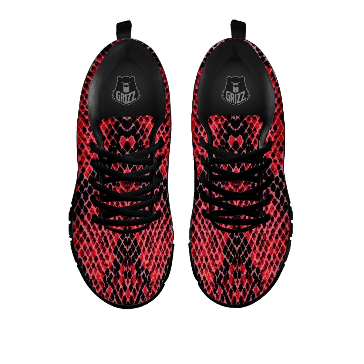 Snakeskin Python Red Print Black Sneaker-grizzshop