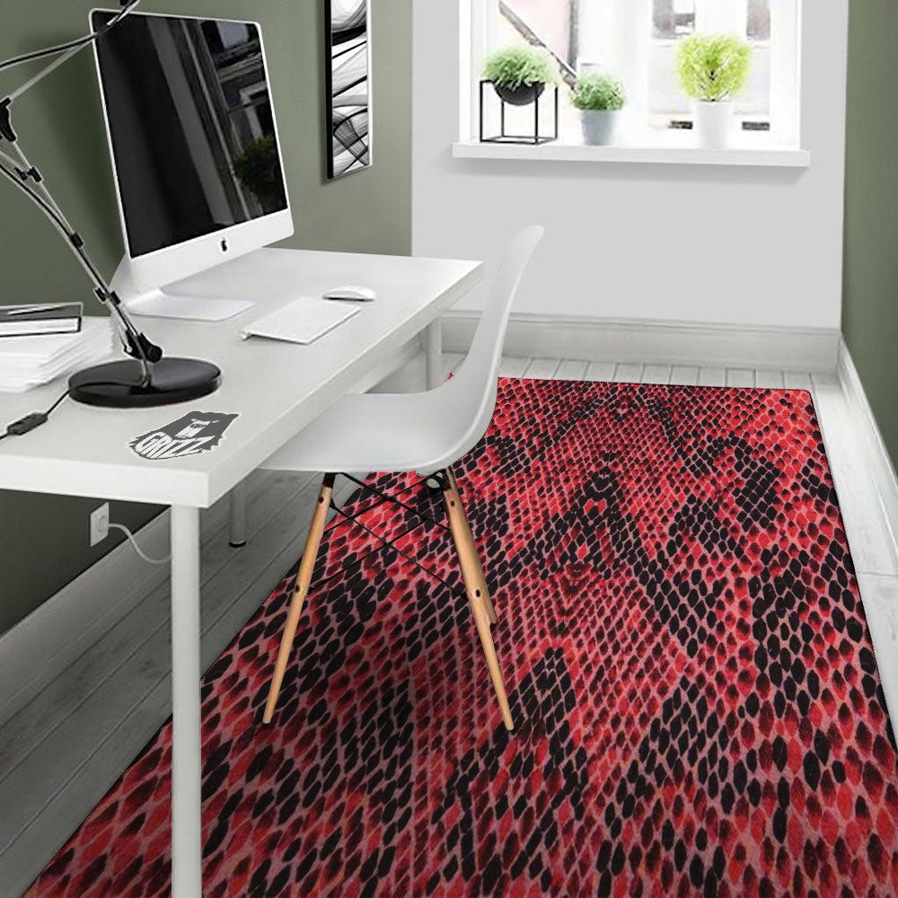 Snakeskin Python Red Print Floor Mat-grizzshop