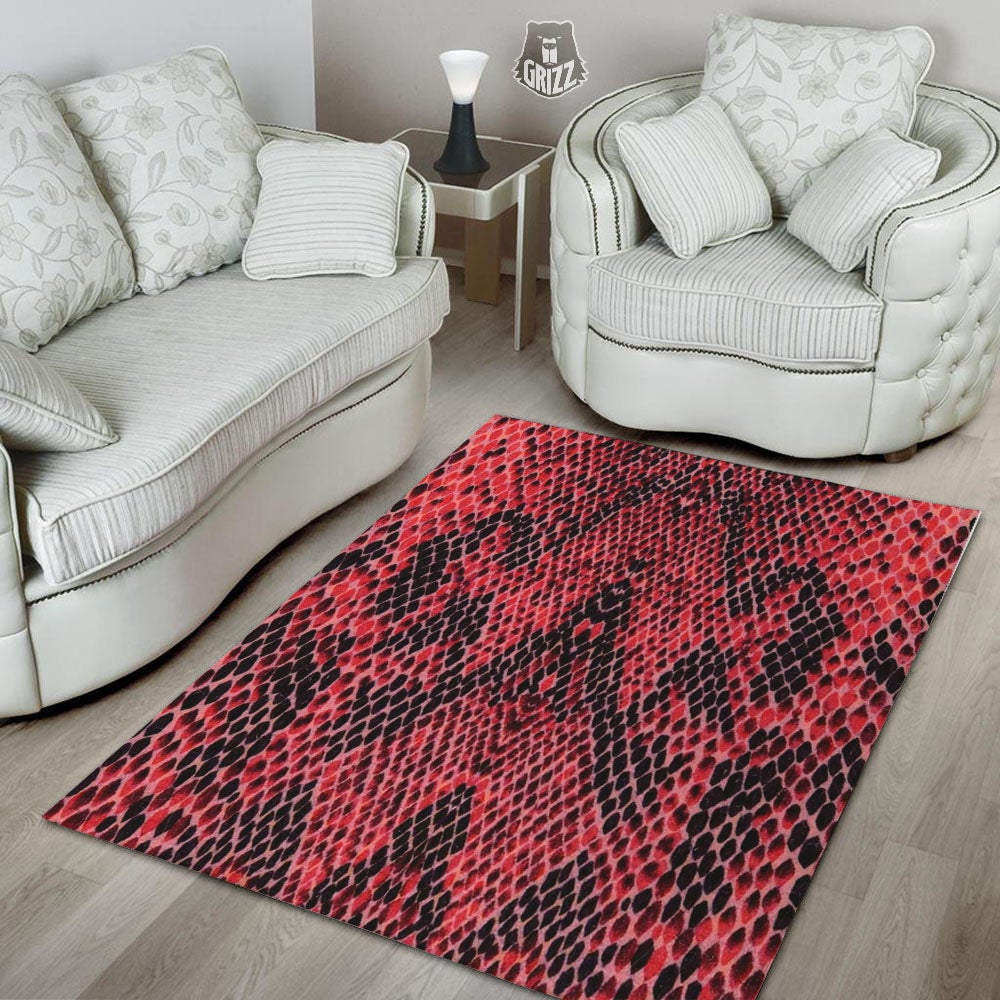 Snakeskin Python Red Print Floor Mat-grizzshop
