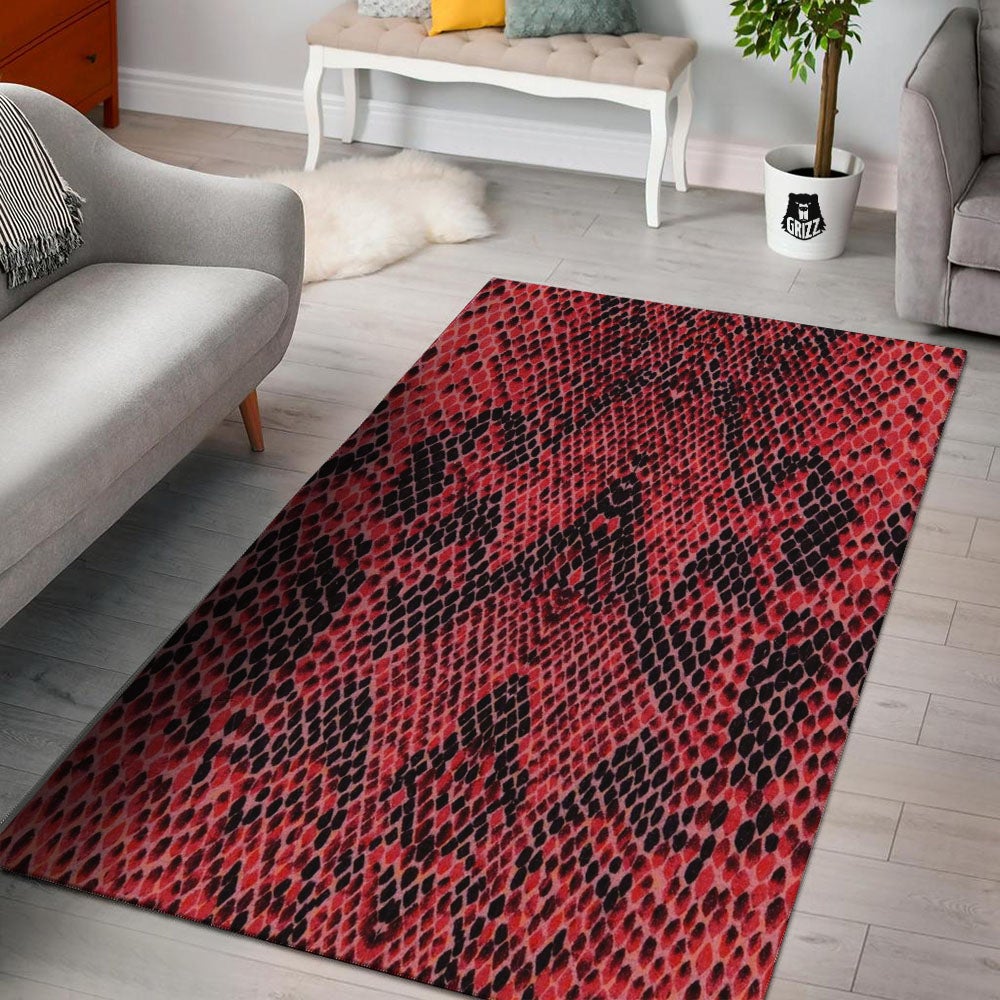 Snakeskin Python Red Print Floor Mat-grizzshop