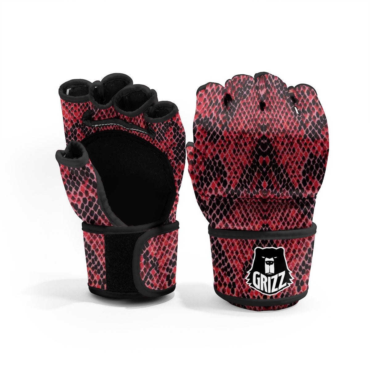 Snakeskin Python Red Print MMA Gloves-grizzshop
