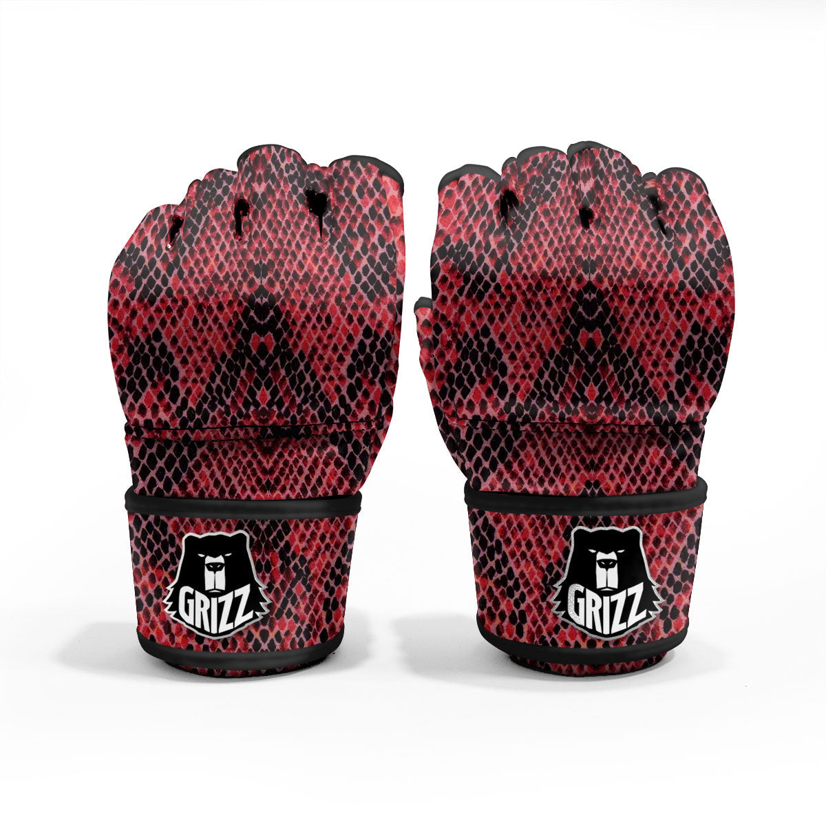 Snakeskin Python Red Print MMA Gloves-grizzshop