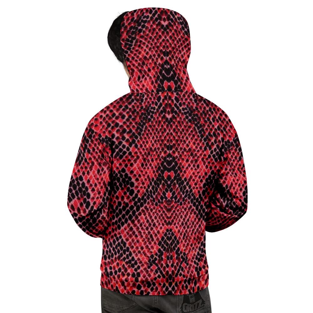 Snakeskin Python Red Print Men's Hoodie-grizzshop